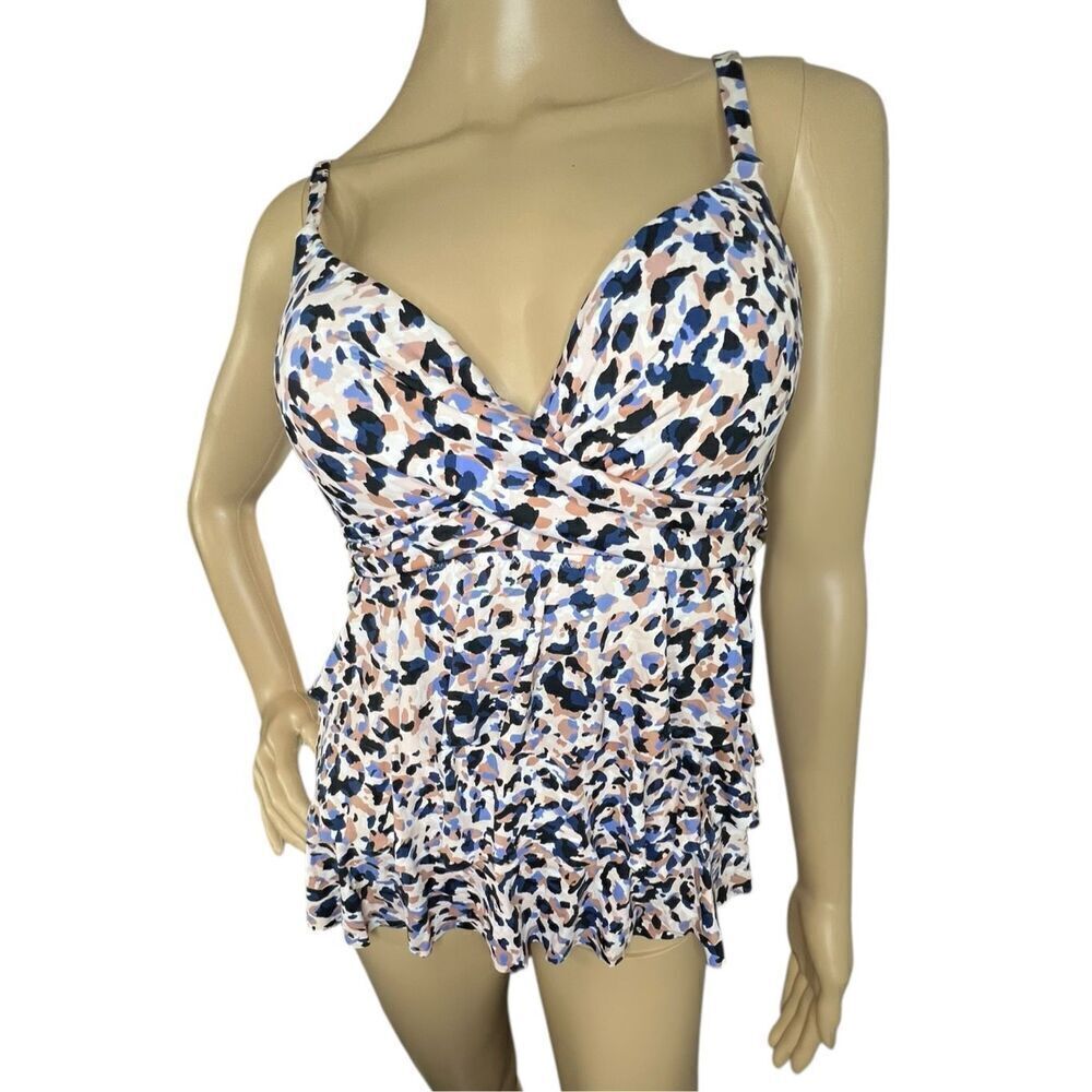 Leilami Abstract Patterned Padded Tankini Bathing Suit Top